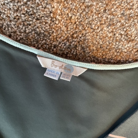 Boden Eliza Ponte Dress Geometric Square. Olive Green with Pink. Size 8 Long. - Picture 5 of 9